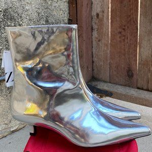 ZARA Metallic Leather Ankle Boots